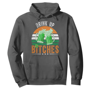 Funny St Patrick's Day Irish Beer Drinking Hoodie Drink Up Bitches Beer Mug TS11 Dark Heather Print Your Wear