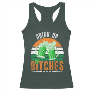 Funny St Patrick's Day Irish Beer Drinking Racerback Tank Top Drink Up Bitches Beer Mug TS11 Dark Forest Green Print Your Wear