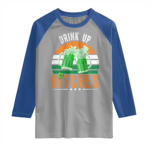 Funny St Patrick's Day Irish Beer Drinking Raglan Shirt Drink Up Bitches Beer Mug TS11 Sport Gray Royal Print Your Wear