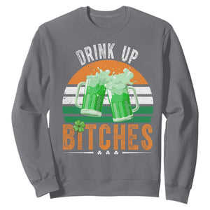 Funny St Patrick's Day Irish Beer Drinking Sweatshirt Drink Up Bitches Beer Mug TS11 Charcoal Print Your Wear