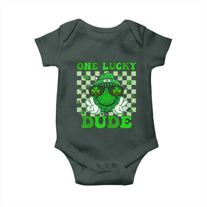 Funny One Lucky Dude St Patrick's Day Baby Onesie Checkerboard Shamrock TS11 Print Your Wear