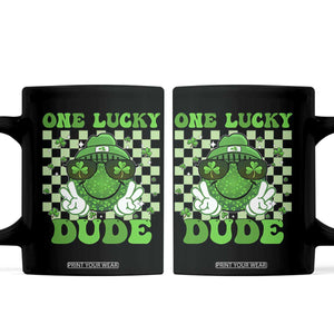 Funny One Lucky Dude St Patrick's Day Coffee Mug Checkerboard Shamrock TS11 Black Print Your Wear
