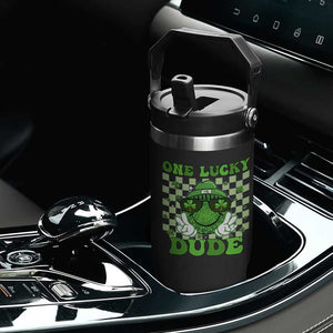 Funny One Lucky Dude St Patrick's Day Flip Straw Tumbler Checkerboard Shamrock TS11 Print Your Wear