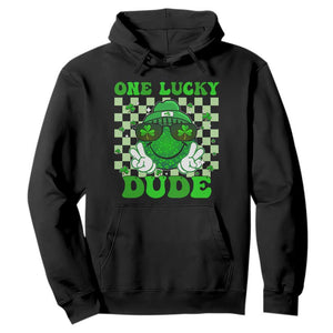 Funny One Lucky Dude St Patrick's Day Hoodie Checkerboard Shamrock TS11 Black Print Your Wear