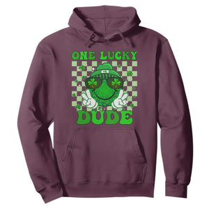 Funny One Lucky Dude St Patrick's Day Hoodie Checkerboard Shamrock TS11 Maroon Print Your Wear