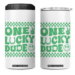Funny One Lucky Dude 4 in 1 Can Cooler Tumbler St Patrick's Day Clover Horseshoe TS11 One Size: 16 oz White Print Your Wear