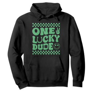 Funny One Lucky Dude Hoodie St Patrick's Day Clover Horseshoe TS11 Black Print Your Wear