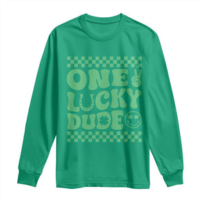 Funny One Lucky Dude Long Sleeve Shirt St Patrick's Day Clover Horseshoe TS11 Irish Green Print Your Wear