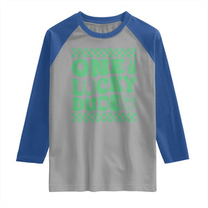 Funny One Lucky Dude Raglan Shirt St Patrick's Day Clover Horseshoe TS11 Sport Gray Royal Print Your Wear