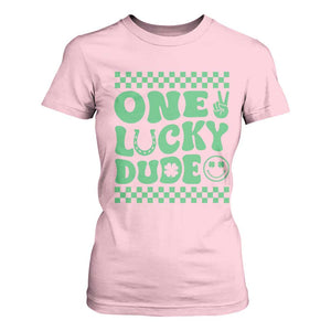 Funny One Lucky Dude T Shirt For Women St Patrick's Day Clover Horseshoe TS11 Light Pink Print Your Wear
