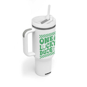 Funny One Lucky Dude Tumbler With Handle St Patrick's Day Clover Horseshoe TS11 Print Your Wear
