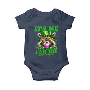 Funny It's Me I Am The Shenanigans Baby Onesie St Patrick's Day Racoon Shamrock TS11 Navy Print Your Wear