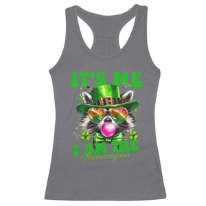 Funny It's Me I Am The Shenanigans Racerback Tank Top St Patrick's Day Racoon Shamrock TS11 Charcoal Print Your Wear
