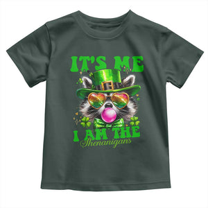 Funny It's Me I Am The Shenanigans Toddler T Shirt St Patrick's Day Racoon Shamrock TS11 Dark Forest Green Print Your Wear