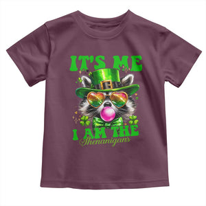 Funny It's Me I Am The Shenanigans Toddler T Shirt St Patrick's Day Racoon Shamrock TS11 Maroon Print Your Wear