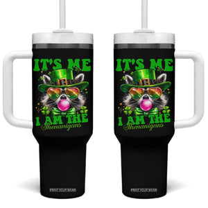 Funny It's Me I Am The Shenanigans Tumbler With Handle St Patrick's Day Racoon Shamrock TS11 One Size: 40 oz Black Print Your Wear