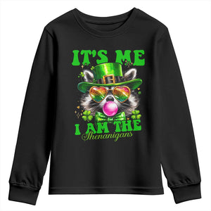 Funny It's Me I Am The Shenanigans Youth Sweatshirt St Patrick's Day Racoon Shamrock TS11 Black Print Your Wear