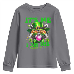 Funny It's Me I Am The Shenanigans Youth Sweatshirt St Patrick's Day Racoon Shamrock TS11 Charcoal Print Your Wear