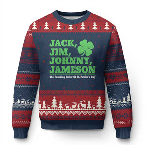 Funny St Patricks Day Irish Fathers Jack Jim Johnny Jameson Ugly Christmas Sweater TS11 Navy Red Print Your Wear