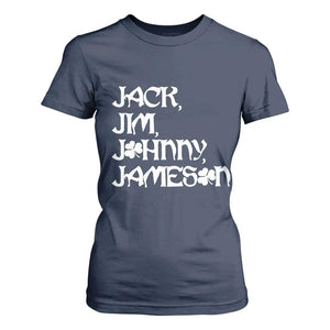 Jack Jim Johnny Jameson St Patricks Day Whiskey Shamrock T Shirt For Women TS11 Navy Print Your Wear