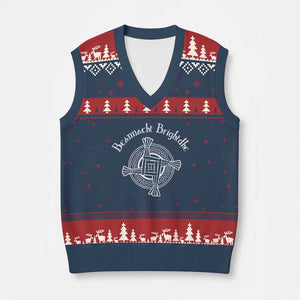 St Brigids Day V-Neck Knit Sweater Vest Beannacht Brighdhe Gaelic Irish Imbolc TS11 Navy Red Print Your Wear