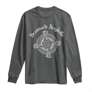 St Brigids Day Long Sleeve Shirt Beannacht Brighdhe Gaelic Irish Imbolc TS11 Dark Heather Print Your Wear