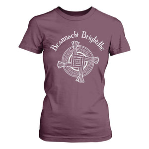 St Brigids Day T Shirt For Women Beannacht Brighdhe Gaelic Irish Imbolc TS11 Maroon Print Your Wear