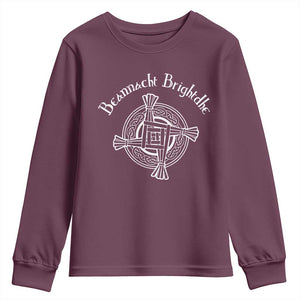 St Brigids Day Youth Sweatshirt Beannacht Brighdhe Gaelic Irish Imbolc TS11 Maroon Print Your Wear