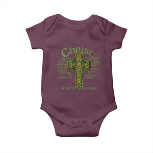 Christ St Patrick Pray For Us Christian Catholic Religious Celtic Cross Baby Onesie TS11 Maroon Print Your Wear