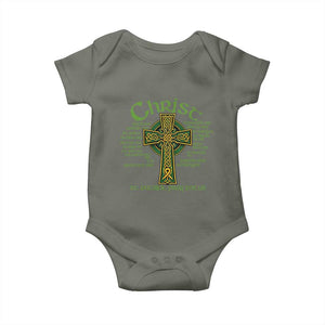 Christ St Patrick Pray For Us Christian Catholic Religious Celtic Cross Baby Onesie TS11 Military Green Print Your Wear