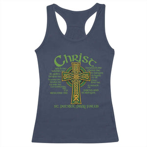 Christ St Patrick Pray For Us Christian Catholic Religious Celtic Cross Racerback Tank Top TS11 Navy Print Your Wear