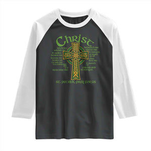 Christ St Patrick Pray For Us Christian Catholic Religious Celtic Cross Raglan Shirt TS11 Black White Print Your Wear
