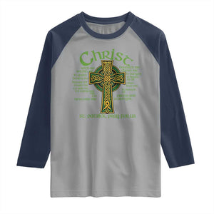 Christ St Patrick Pray For Us Christian Catholic Religious Celtic Cross Raglan Shirt TS11 Sport Gray Navy Print Your Wear