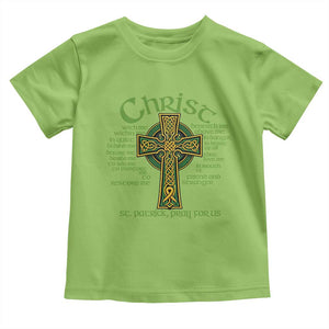 Christ St Patrick Pray For Us Christian Catholic Religious Celtic Cross Toddler T Shirt TS11 Lime Print Your Wear