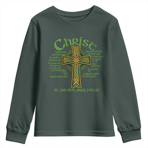 Christ St Patrick Pray For Us Christian Catholic Religious Celtic Cross Youth Sweatshirt TS11 Dark Forest Green Print Your Wear