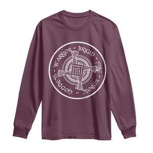 St Brigids Day Long Sleeve Shirt Warrior Brigid Fire Imbloc Goddess Gaelic Willow Cross TS11 Maroon Print Your Wear