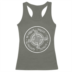 St Brigids Day Racerback Tank Top Warrior Brigid Fire Imbloc Goddess Gaelic Willow Cross TS11 Military Green Print Your Wear