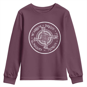 St Brigids Day Youth Sweatshirt Warrior Brigid Fire Imbloc Goddess Gaelic Willow Cross TS11 Maroon Print Your Wear
