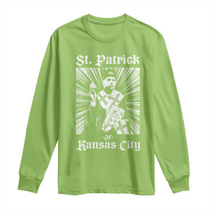 St Patrick Of Kansas City Long Sleeve Shirt Funny St Patricks Day Missouri State Football Fan TS11 Lime Print Your Wear