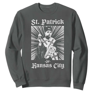 St Patrick Of Kansas City Sweatshirt Funny St Patricks Day Missouri State Football Fan TS11 Dark Heather Print Your Wear