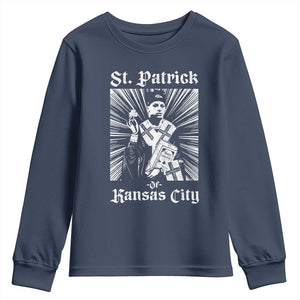 St Patrick Of Kansas City Youth Sweatshirt Funny St Patricks Day Missouri State Football Fan TS11 Navy Print Your Wear