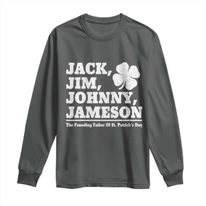 Funny St Patricks Day Irish Fathers Jack Jim Johnny Jameson Vintage Clover Long Sleeve Shirt TS11 Dark Heather Print Your Wear