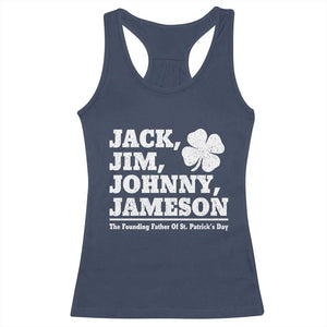 Funny St Patricks Day Irish Fathers Jack Jim Johnny Jameson Vintage Clover Racerback Tank Top TS11 Navy Print Your Wear
