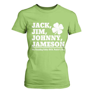 Funny St Patricks Day Irish Fathers Jack Jim Johnny Jameson Vintage Clover T Shirt For Women TS11 Lime Print Your Wear