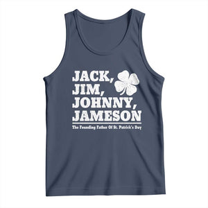 Funny St Patricks Day Irish Fathers Jack Jim Johnny Jameson Vintage Clover Tank Top TS11 Navy Print Your Wear