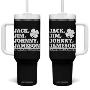 Funny St Patricks Day Irish Fathers Jack Jim Johnny Jameson Vintage Clover Tumbler With Handle TS11 One Size: 40 oz Black Print Your Wear