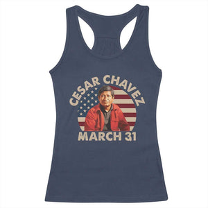 Cesar Chavez Day Racerback Tank Top March Holiday Hispanic Heritage American Flag TS11 Navy Print Your Wear