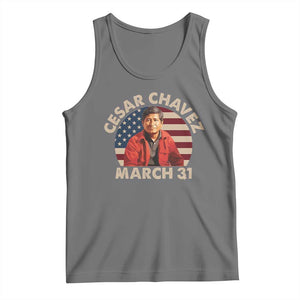 Cesar Chavez Day Tank Top March Holiday Hispanic Heritage American Flag TS11 Black Heather Print Your Wear