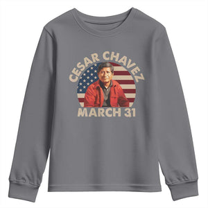 Cesar Chavez Day Youth Sweatshirt March Holiday Hispanic Heritage American Flag TS11 Charcoal Print Your Wear