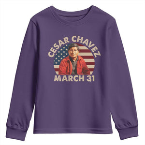 Cesar Chavez Day Youth Sweatshirt March Holiday Hispanic Heritage American Flag TS11 Purple Print Your Wear